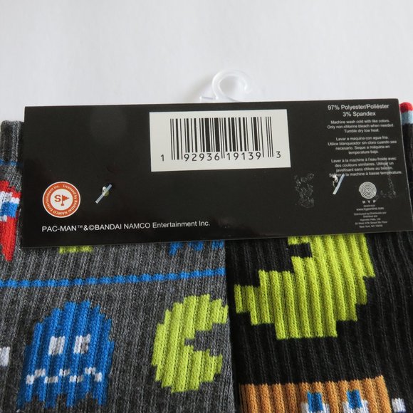 (#K) Pac-Man Video Game Retro Crew Socks 2 Pairs Unisex - Picture 4 of 4
